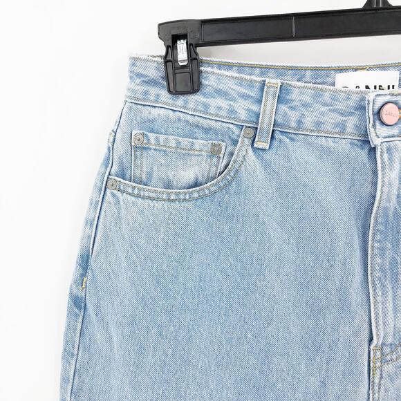 GANNI Womens Misy Cropped Jeans 32 US 14 Light Blue Rigid Denim High Rise NWOT - Picture 7 of 13